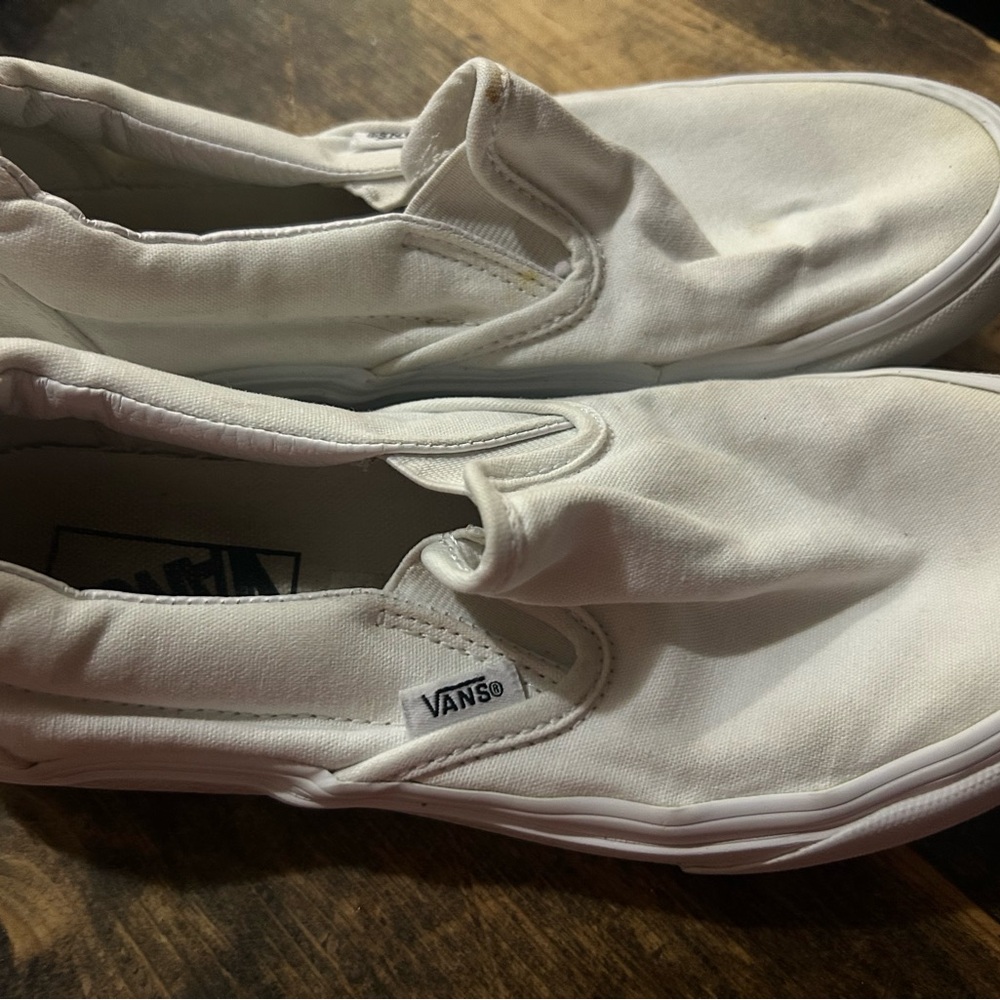 VANS Asher White Canvas Slip On Sneakers Womens Size 7.5 Mens Size 6
